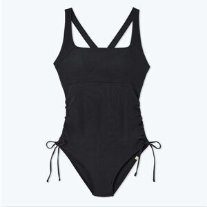 Summersalt 14 Maternity Cinched Current Ribbed Classic‎ Black Swimsuit